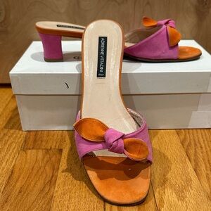 Adrienne Vittadini Pink and Orange Mules